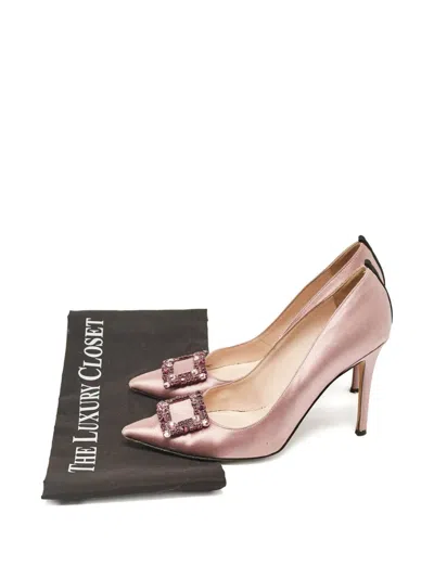 Pre-owned Sjp By Sarah Jessica Parker 80mm Crystal-buckle Satin Pumps