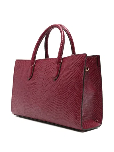 Michael Kors Structured Beige Vitello Leather Shopper In Red