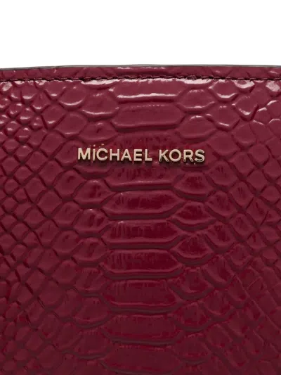 Michael Kors Structured Beige Vitello Leather Shopper In Red