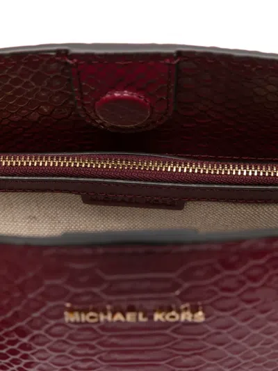 Michael Kors Structured Beige Vitello Leather Shopper In Red