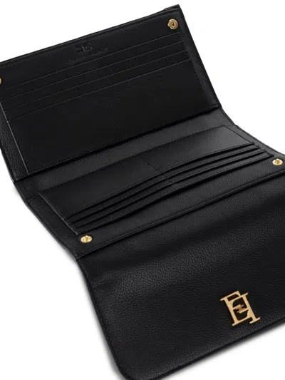 Elisabetta Franchi Chain-strap Leather Wallet In Black