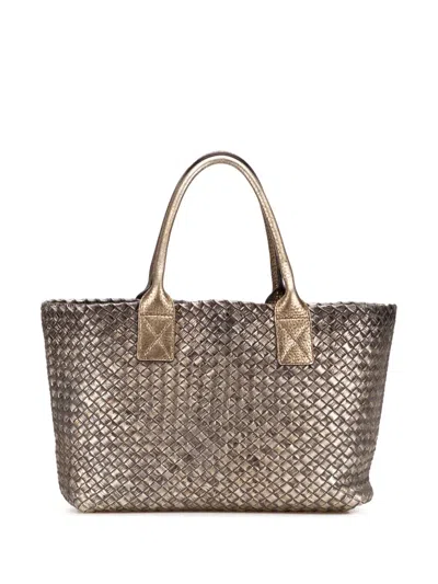 Pre-owned Bottega Veneta 2000-2007 Medium Lambskin Intreccio Cabat Tote Bag