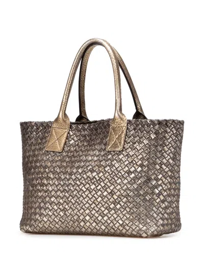 Pre-owned Bottega Veneta 2000-2007 Medium Lambskin Intreccio Cabat Tote Bag