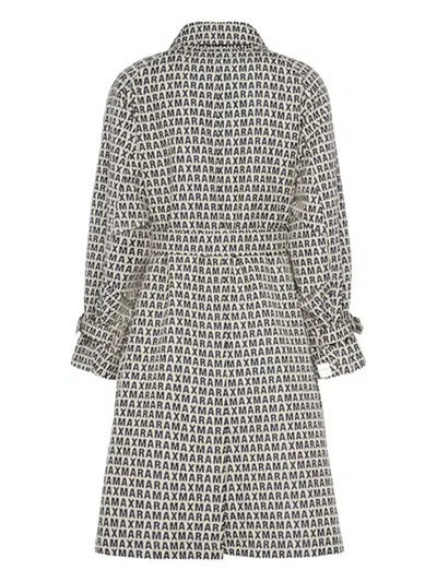 Max Mara Logo-print Belted Raincoat In Gray