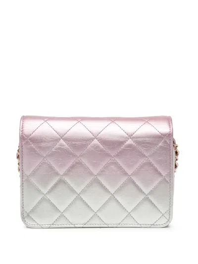 Pre-owned Chanel 2021-2024 Mini Metallic Lambskin Like A Wallet Flap Bag Crossbody Bag