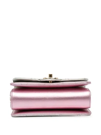 Pre-owned Chanel 2021-2024 Mini Metallic Lambskin Like A Wallet Flap Bag Crossbody Bag