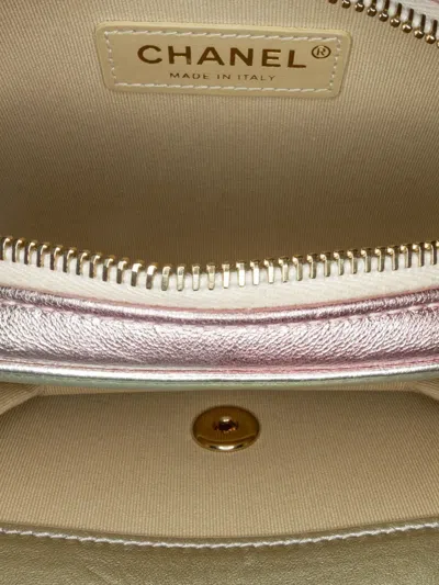 Pre-owned Chanel 2021-2024 Mini Metallic Lambskin Like A Wallet Flap Bag Crossbody Bag