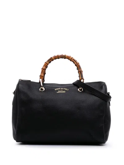 Pre-owned Gucci 2016-2025 Medium Calfskin Bamboo Shopper Boston Bag Satchel