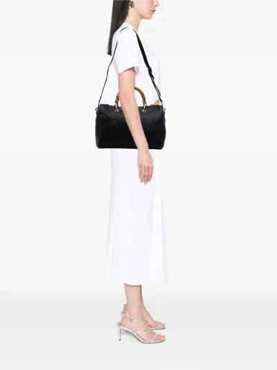 Pre-owned Gucci 2016-2025 Medium Calfskin Bamboo Shopper Boston Bag Satchel