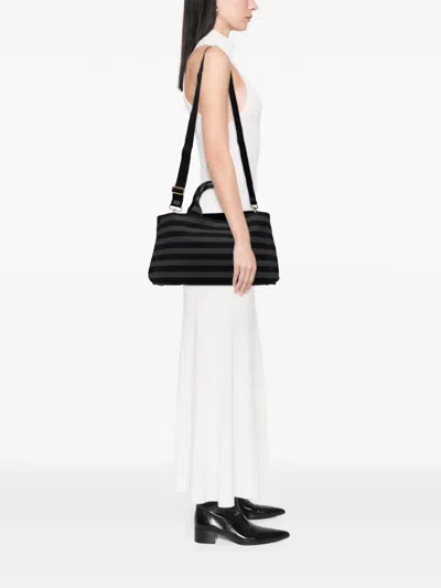 Pre-owned Prada 2013-2025 Large Canvas Canapa Righe Striped Satchel