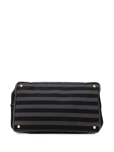 Pre-owned Prada 2013-2025 Large Canvas Canapa Righe Striped Satchel