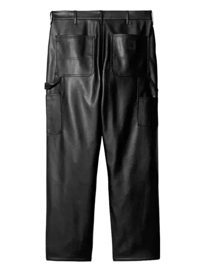 Carhartt Wip Trousers Single Knee In Vegan Leather In Black
