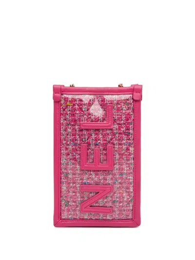 Pre-owned Chanel 2019 Tweed And Pvc Phone Clutch With Chain Crossbody Bag