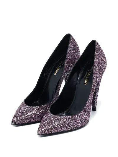 Pre-owned Saint Laurent Glitter Pointed-toe Pumps