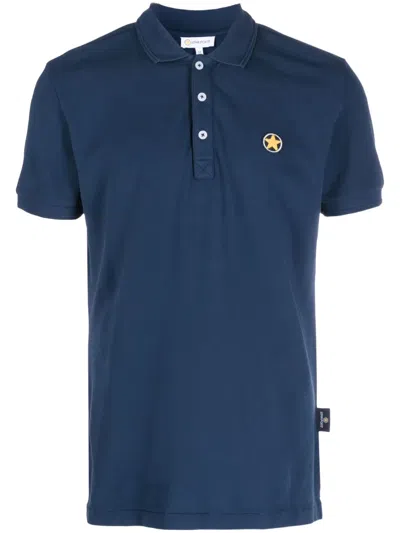 Star Point Logo-patch Polo Shirt In Blue