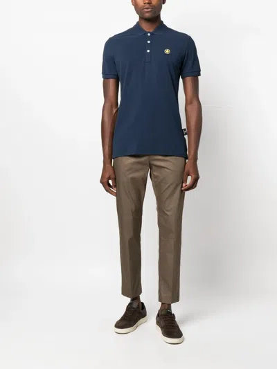 Star Point Logo-patch Polo Shirt In Blue
