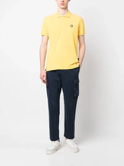 Star Point Logo-patch Cotton Polo Shirt In Yellow