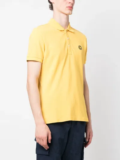 Star Point Logo-patch Cotton Polo Shirt In Yellow