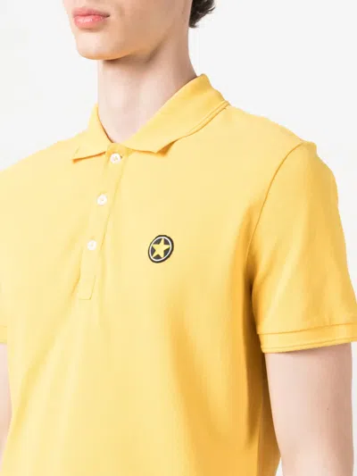 Star Point Logo-patch Cotton Polo Shirt In Yellow