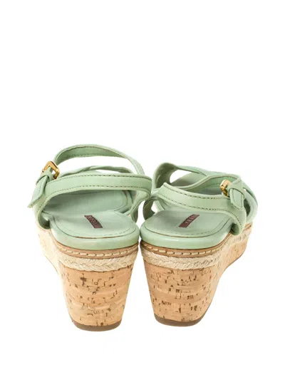 Pre-owned Prada 60mm Leather Wedge Sandals