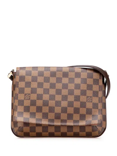 Pre-owned Louis Vuitton 2004 Damier Ebene Musette Tango Long Strap Crossbody Bag