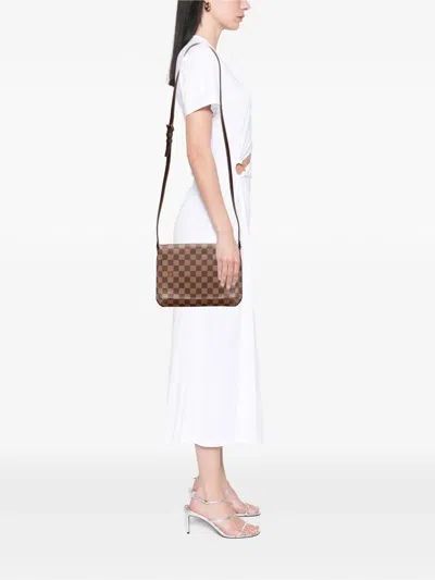 Pre-owned Louis Vuitton 2004 Damier Ebene Musette Tango Long Strap Crossbody Bag