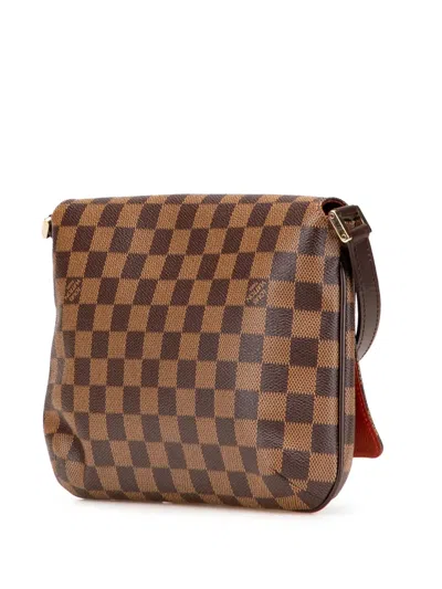 Pre-owned Louis Vuitton 2004 Damier Ebene Musette Tango Long Strap Crossbody Bag