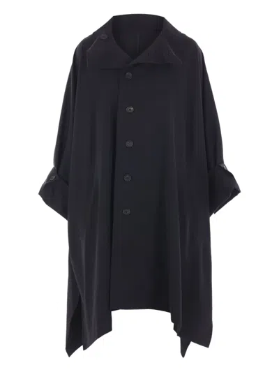 Yohji Yamamoto Button-fastening Asymmetric Coat In Black