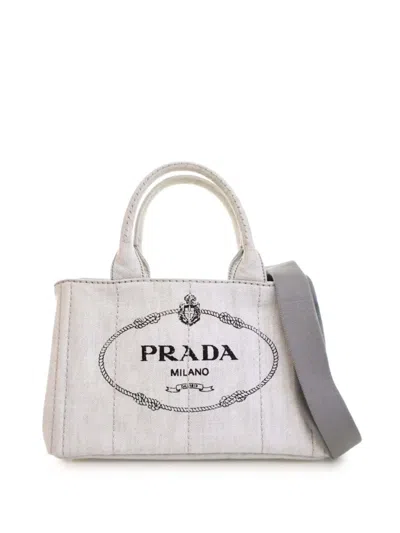 Pre-owned Prada 2013-2025 Small Denim Canapa Logo Satchel