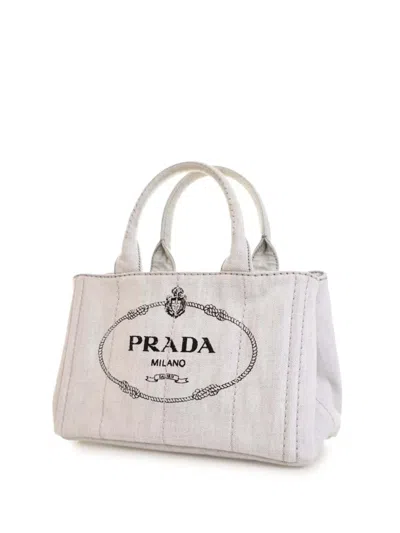 Pre-owned Prada 2013-2025 Small Denim Canapa Logo Satchel