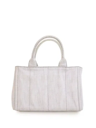 Pre-owned Prada 2013-2025 Small Denim Canapa Logo Satchel