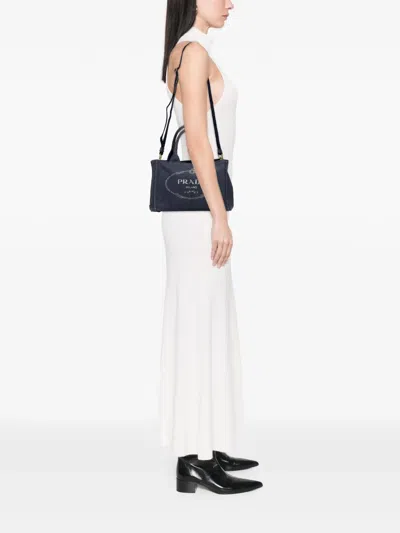Pre-owned Prada 2013-2025 Small Canvas Canapa Logo Satchel