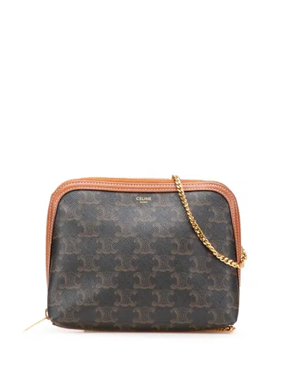 Pre-owned Celine 2019 Triomphe Coated Canvas Clutch On Chain Crossbody Bag