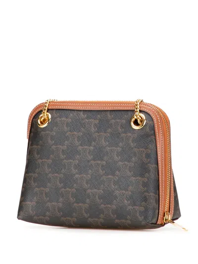 Pre-owned Celine 2019 Triomphe Coated Canvas Clutch On Chain Crossbody Bag