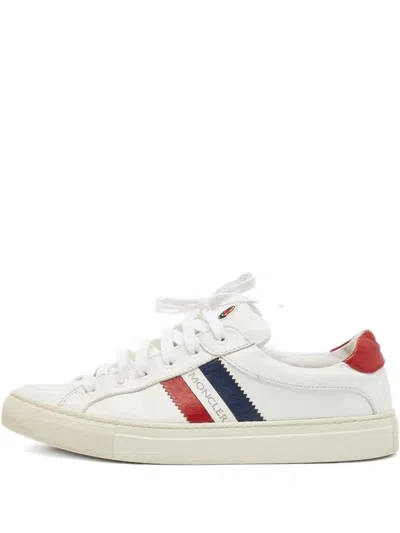 Pre-owned Moncler Vintage Ryegrass Stripe-detail Leather Sneakers