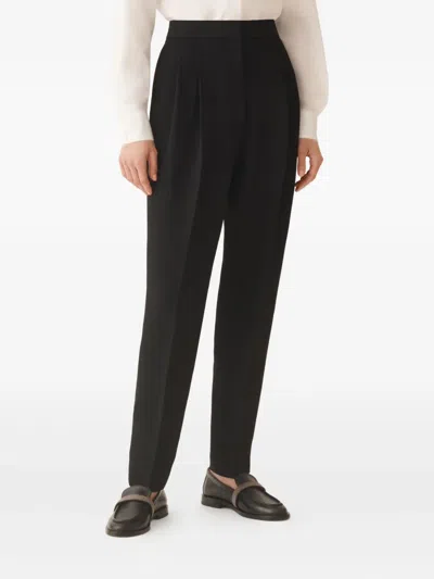 Fabiana Filippi Cady Pleated High-waisted Trousers In Black