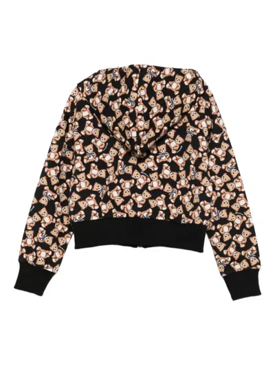 Moschino Teddy-print Zip-fastening Hoodie In Black