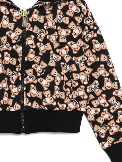 Moschino Teddy-print Zip-fastening Hoodie In Black