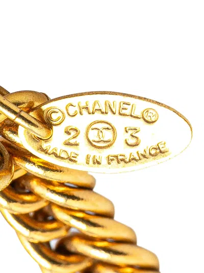Pre-owned Chanel 1980-1990 Gold Plated Cc Loupe Magnifying Glass Pendant Necklace Costume Necklace