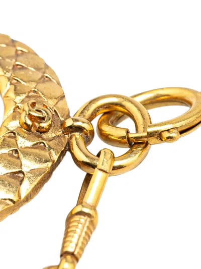 Pre-owned Chanel 1980-1990 Gold Plated Cc Loupe Magnifying Glass Pendant Necklace Costume Necklace