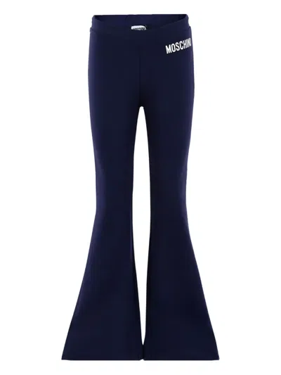 Moschino Logo-waistband Flared Trousers In Black