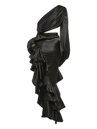 Pre-owned Bronx And Banco One-shoulder Ruffled Asymmetric Dress