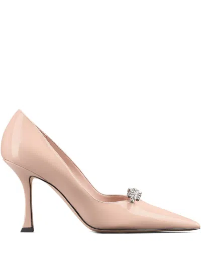 Jimmy Choo 90mm Belinda Patent-leather Crystal-embellished Pumps