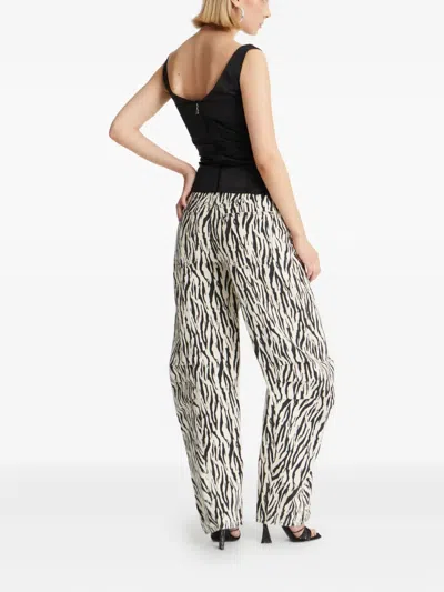 Rotate Birger Christensen Zebra-print Twill Pants In Blue