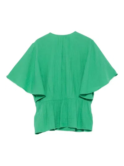 Ba&sh Lace-up Detail Blouse In Green