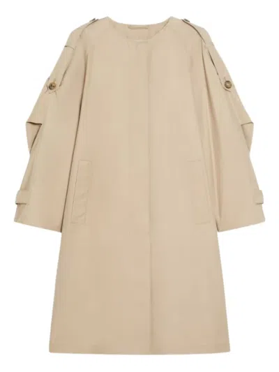 Max Mara Collarless Trench Coat In Neutral