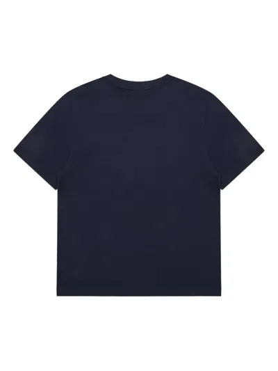 Emporio Armani Embroidered-logo T-shirt In Blue