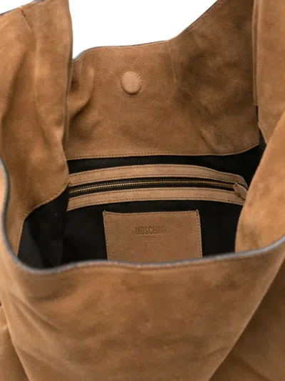 Moschino Medium Handle Me Suede Shoulder Bag