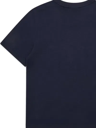 Emporio Armani Embroidered-logo T-shirt In Blue