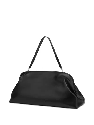 Alberta Ferretti Women Black Handbag With Removable Handle And Clasp Closure In Leather Woman In Black